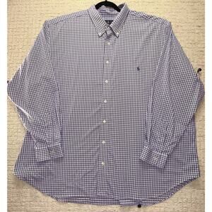 Ralph Lauren Performance Men’s 4XB Big Plaid Stretch Dress Shirt Classic Fit
